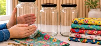 ۳ روش جذاب و آسان برای تزئین ظروف شیشه ای دورریختنی و پارچه