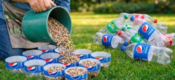 ساخت گلدان دکوری با بطری پلاستیکی و سنگ ریزه