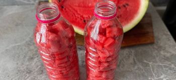 طرز تهیه بستنی هندوانه ای چوبی خانگی با بطری پلاستیکی