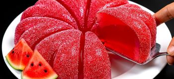 طرز تهیه ژله سریع و فوری هندوانه و شیر