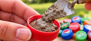 ساخت گلدان سیمانی شیک و دکوراتیو با درب بطری های پلاستیکی