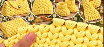 آموزش بافت خوشه گندم فقط با یک رج آسون و ساده