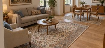 فرش برای پذیرایی ۳۰ متری | راهنمای انتخاب اندازه و چیدمان