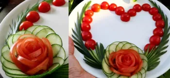 ایده های خلاقانه برای برش خیار و گوجه در تزیین سالاد
