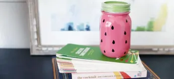 آموزش تصویری کاردستی هندوانه با قوطی شیشه ای