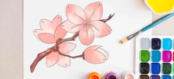 با چند مرحله خیلی ساده نقاشی زیبا و بهاری شکوفه گیلاس بکش