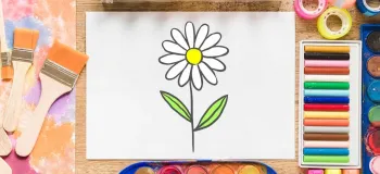 در چند مرحله ساده یک نقاشی گل بابونه فوق العاده زیبا بکش