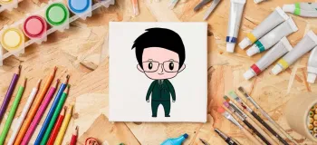آموزش مرحله به مرحله نقاشی کارمند بانک برای کودکان