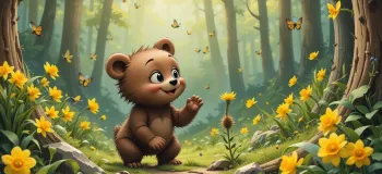 قصه جذاب کشفیات توله خرس در اولین روز بیرون از غار برای کودکان