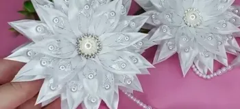 ساخت گل سر با روبان و مروارید / آموزش گل سر برای فروش