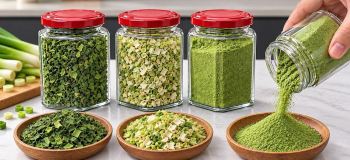 طرز خشک کردن پیازچه و تهیه پودر پیازچه خانگی؛ روشی ساده برای جلوگیری از هدر رفتن