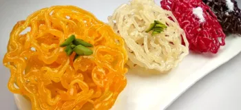 طرز تهیه زولبیا اصل قنادی به سبک تهران بدون جوش ، مخمر، بیکینگ پودر با رنگ های طبیعی !