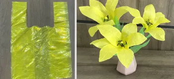 تبدیل کیسه های پلاستیکی به گل زنبق: راه حلی خلاقانه برای بازیافت