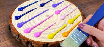 آموزش نقاشی آسمان پرستاره با تکنیک اکریلیک روی چوب!