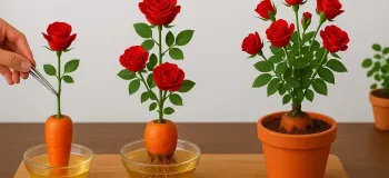 روش ریشه دار کردن گل های رز با کمک هویج!