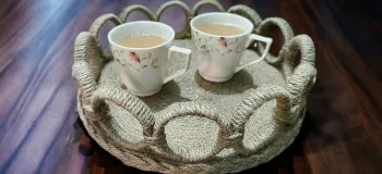 آموزش ساخت سینی با گونی و نخ کنفی و مقوا!