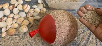 آموزش ساخت گلدان با صدف و شن و بادکنک!