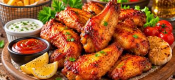 بال مرغ رستورانی ترد و آبدار؛ راز طلایی شدن بال مرغ در فر + بهترین دمای پخت
