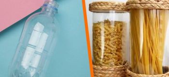 ساخت جای ماکارونی با بطری پلاستیکی و نخ گونی؛ یک نظم دهنده شیک و کم هزینه برای آشپزخانه!