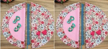 چگونه با ۴ تکه پارچه دایره ای یک جعبه جواهرات مفید را به ساده ترین شکل بدوزیم؟!
