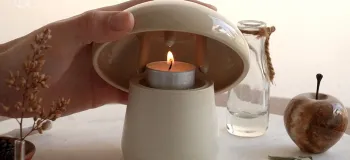 مراحل ساخت جاشمعی به شکل قارچ ساخته شده با چرخ سفالگری!