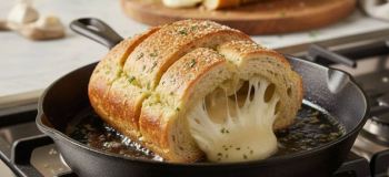 طرز تهیه نان سیر و پنیر مخلوط بدون فر؛ کش دار، طلایی و خوشمزه مثل رستوران!