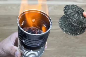 ساخت اجاق گاز مسافرتی با قوطی حلبی و سیم ظرفشویی