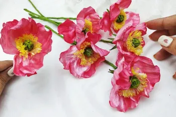 آموزش ساخت گل شقایق زیبا با روبان ساتن | آموزش گلسازی
