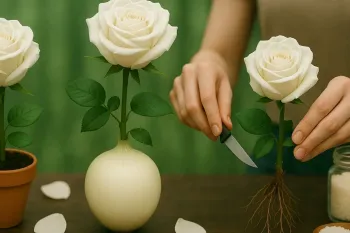 نحوه ریشه دار کردن گل رز چیده شده با پیاز / گل رز را مجدد در گلدان بکارید
