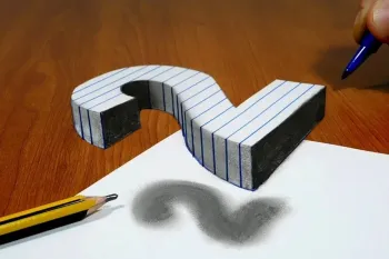 آموزش گام به گام نقاشی سه بعدی عدد ۲ شناور روی کاغذ