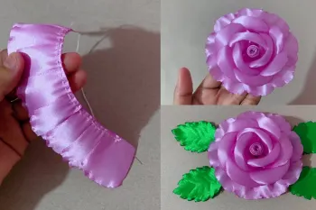آموزش ساخت گل با روبان برای تزئین لباس