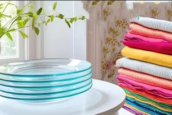 تزئین بشقاب های شیشه ای با پارچه قابل شستشو