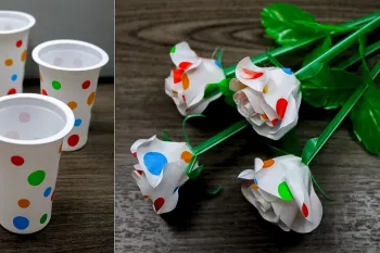 لیوان های یکبار مصرف را دور نیندازید / نحوه ساخت دسته گل رز با لیوان کاغذی