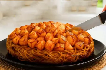 طرز تهیه ته دیگ سیب زمینی نگینی برای ماکارونی