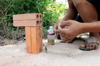 نحوه ساخت تله انواع طوطی (زنده گیر) با آجر و نخ