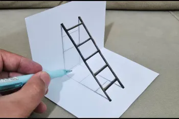 روش ساده برای کشیدن نقاشی سه بعدی پله روی کاغذ با مداد