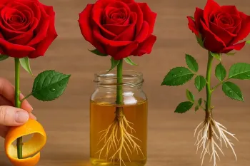 آموزش ریشه دار کردن گل رز چیده شده در آب