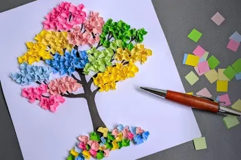 نقاشی درخت کاغذی / آموزش ساخت درخت با خورده کاغذ های دور ریز