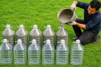 ریختن سیمان در بطری های پلاستیکی قدیمی / روشی شگفت انگیز برای ساخت گلدان های منحصر به فرد و خلاقانه