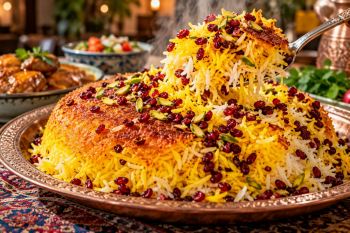 طرز تهیه چلو گوشت رستورانی با کته قالبی کاملاً پنبه ای و نرم