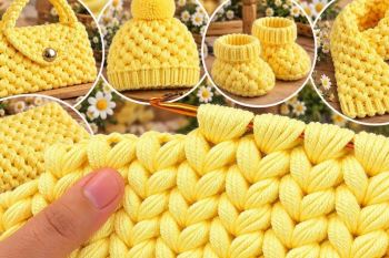 آموزش بافت خوشه گندم فقط با یک رج آسون و ساده