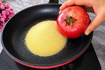 طرز تهیه حلوای انار و آرد سمولینا ترکیه ای با رنگ یاقوتی طبیعی