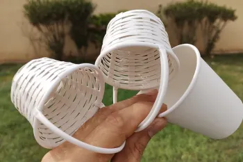 ساخت کاردستی سبد زیبای تزئینی با استفاده از لیوان کاغذی