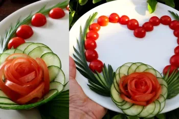 ایده های خلاقانه برای برش خیار و گوجه در تزیین سالاد