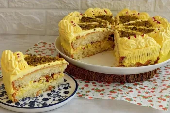 طرز تهیه کیک بستنی زعفرانی
