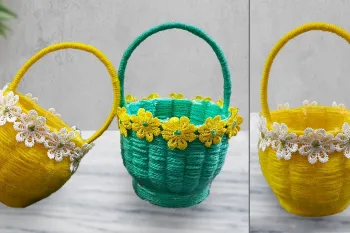 آموزش ساخت گلدان کاموایی در خانه