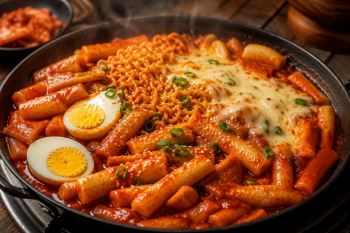 طرز تهیه دوکبوکی غذای خیابانی کره ای با سس تند و شیرین