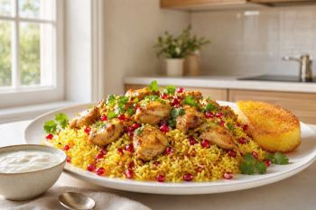 طرز تهیه انار پلو با مرغ؛ خوش رنگ، مجلسی و خوشمزه