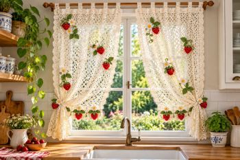 ۱۰ ایده شیک برای پرده قلاب بافی آشپزخانه و اتاق خواب