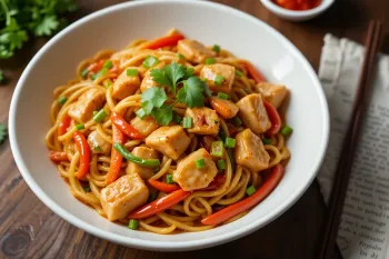 طرز تهیه چامین مرغ با نودل/ غذای سریع و خوشمزه
